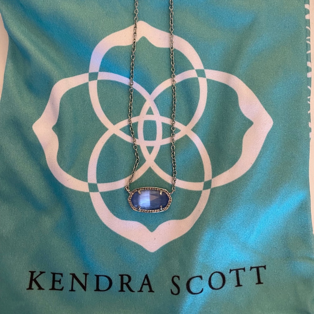 Kendra Scott Silver Rhodium Elisa Necklace in Periwinkle Cat's Eye